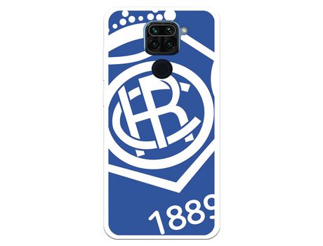 Funda para Xiaomi Redmi Note 9 del Recre Escudo Fondo azul - Licencia Oficial Real Club Recreativo de Huelva