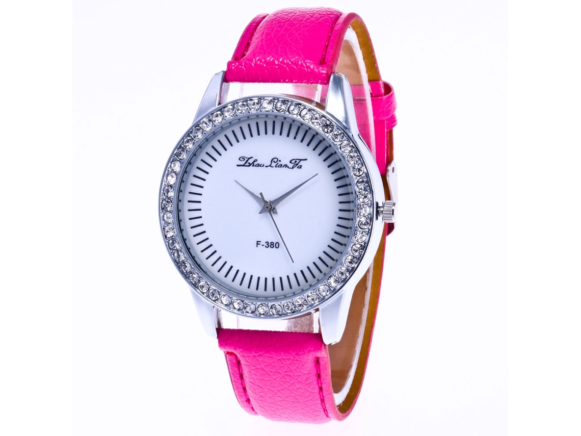 Reloj De Cuarzo Para Mujer Con Correa De Cuero Liso Y Manecillas Luminosas F-380a