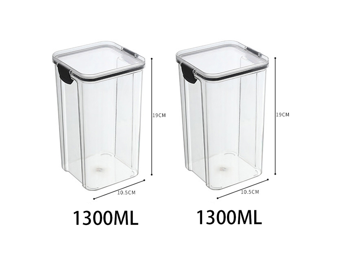 Juego MDUG con 5 recipientes herméticos de plástico transparente para almacenar alimentos (2 x 1300 ml)