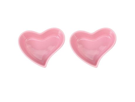 Juego de 2 cuencos para mascotas de cerámica, diseño de corazón