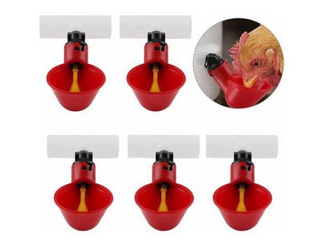 Juego de 5 bebederos automáticos para pájaros, cuenco pequeño rojo tornillos de instalación