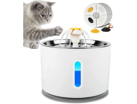 Bebedero Inteligente para Mascotas con LED, Estándar Europeo, Gris (Se apaga en caso de falta de agua)