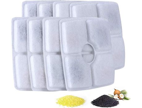 Juego de 8 filtros de carbón activado de forma cuadrada para bebedero automático para mascotas