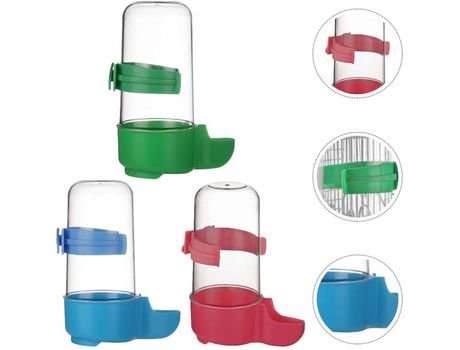 3 bebederos automáticos para pájaros, azul rosa verde