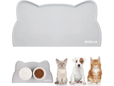 Tapete con cabeza de gato para tazones, color gris, pedido mínimo de 2