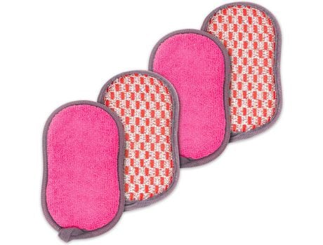 4 esponjas para lavavajillas, rojas