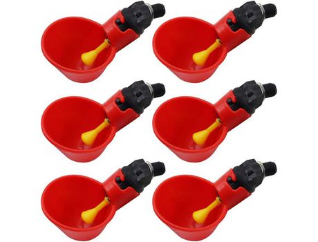 6 bebederos para pollo, cuencos rojos