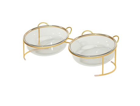 Comedero Doble de Vidrio para Gatos