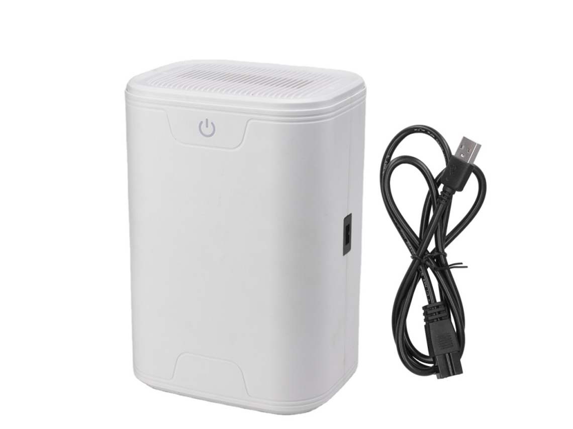Mini deshumidificador doméstico, silencioso, blanco, con cable de carga USB. Sfushos