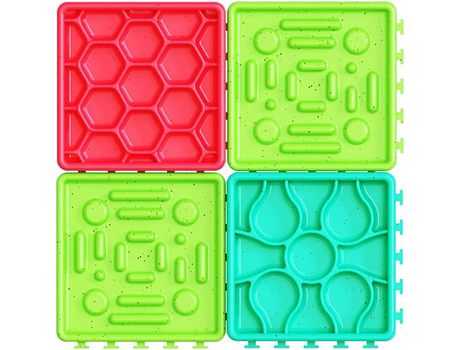 Plato de comida para perros azul y rojo con cuenco verde COZEVDNT