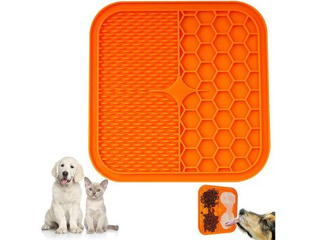 Tapete para lamer mascotas en naranja pequeño COZEVDNT
