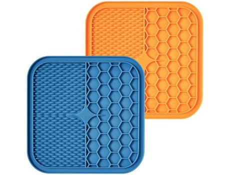 Tapete de silicona antiestrangulamiento para mascotas en azul y naranja (15151) COZEVDNT