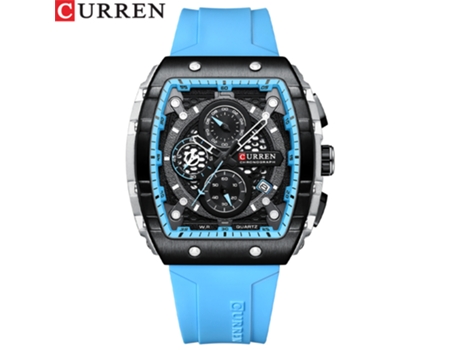 Relojes de pulsera para hombre Reloj cronógrafo multifuncional de cuarzo analógico para hombre Reloj deportivo de moda-Concha blanca azul LUUCOZK