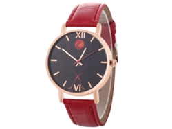 Reloj De Cuarzo Para Mujer Zhoulianfa T0139-z Con Correa De Cuero Rojo, Estilo Ejecutivo.
