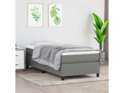 Cama Box Spring Con Colchón Tela Gris Oscuro 90x200 Cm