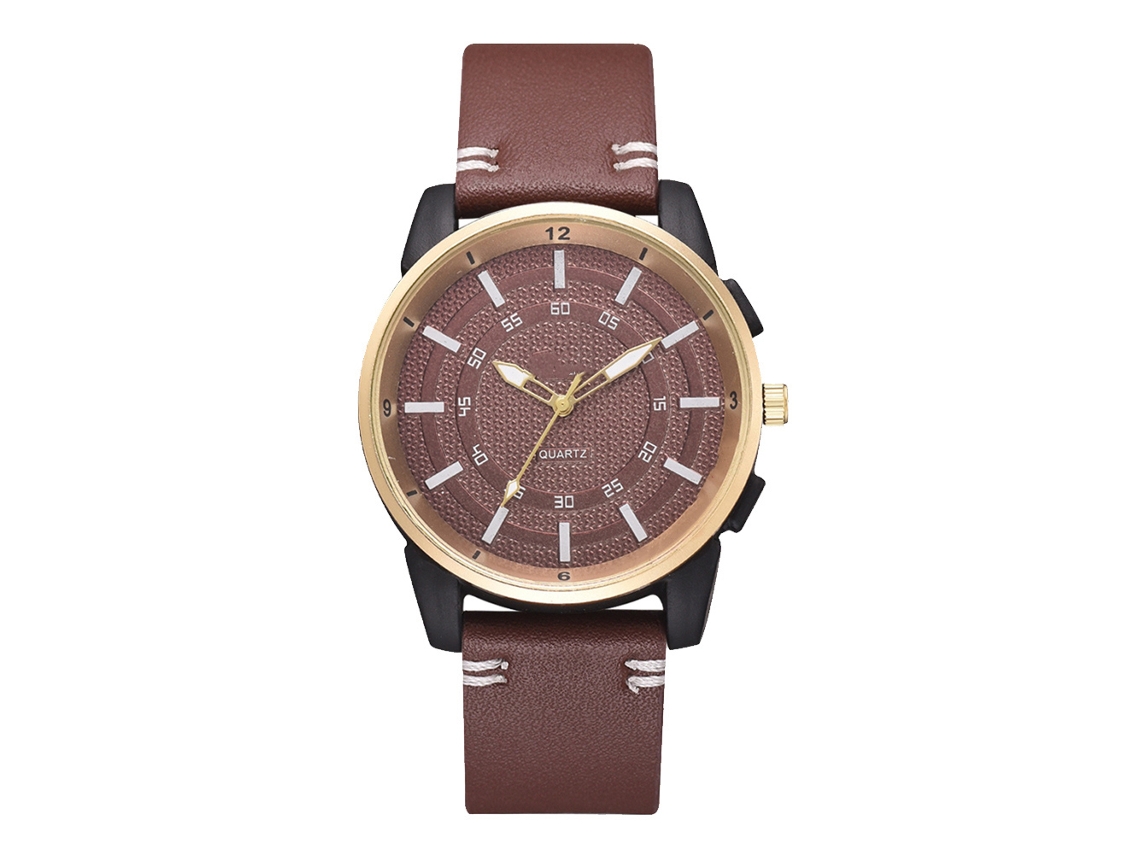 Elegante Reloj Analógico De Cuarzo Informal Con Correa De Cuero Sintético Para Hombre (marrón Oscuro)