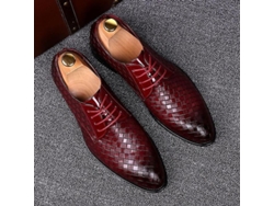 2026-zapatos De Cuero Formales Hombre Oxfords Rojos Geométricos Para Negocios Fiesta Boda Casual Ybqjoo 41 Rojo