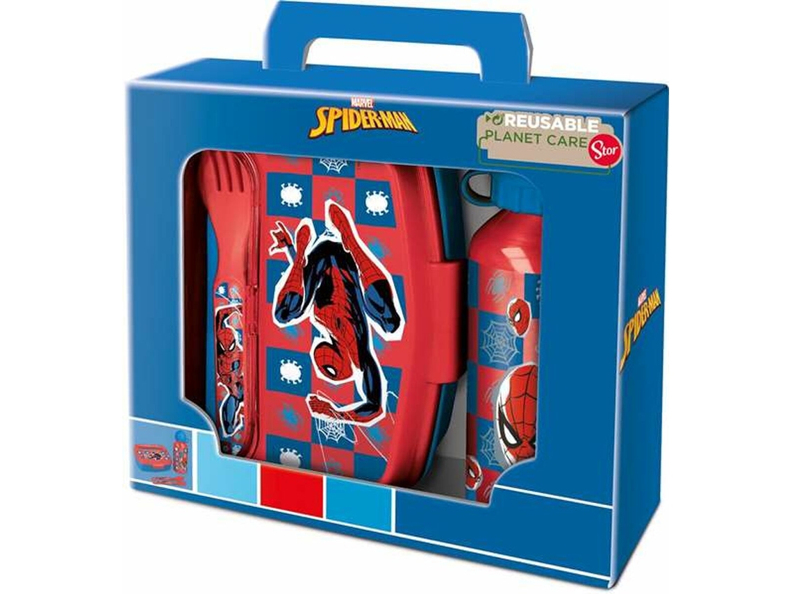 Set de pícnic Spiderman Midnight Flyer Sandwichera 400 ml Cubiertos Botella Aluminio