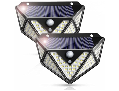 Paquete de 2 luces solares gran angular de 100 LED