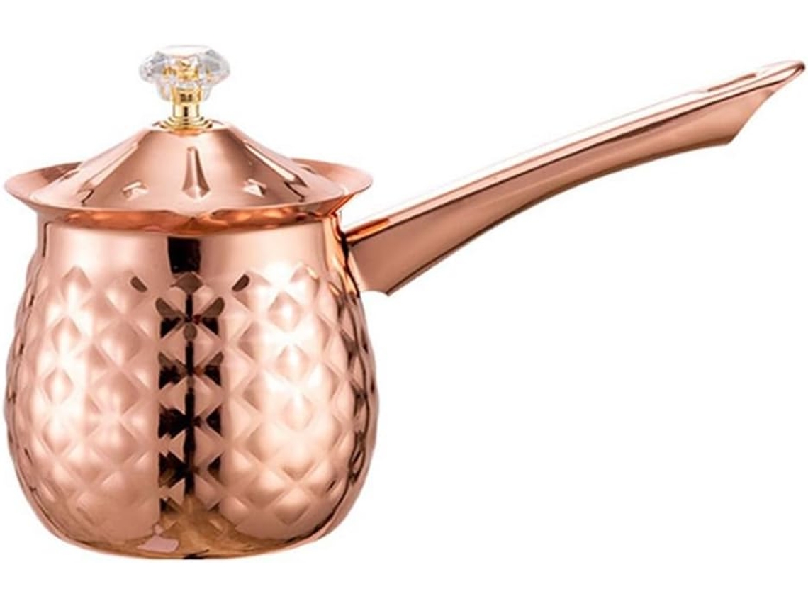Cafetera de acero inoxidable con taza latte art, espumador de leche y pico vertedor, color oro rosa, 200 ml Sfushos