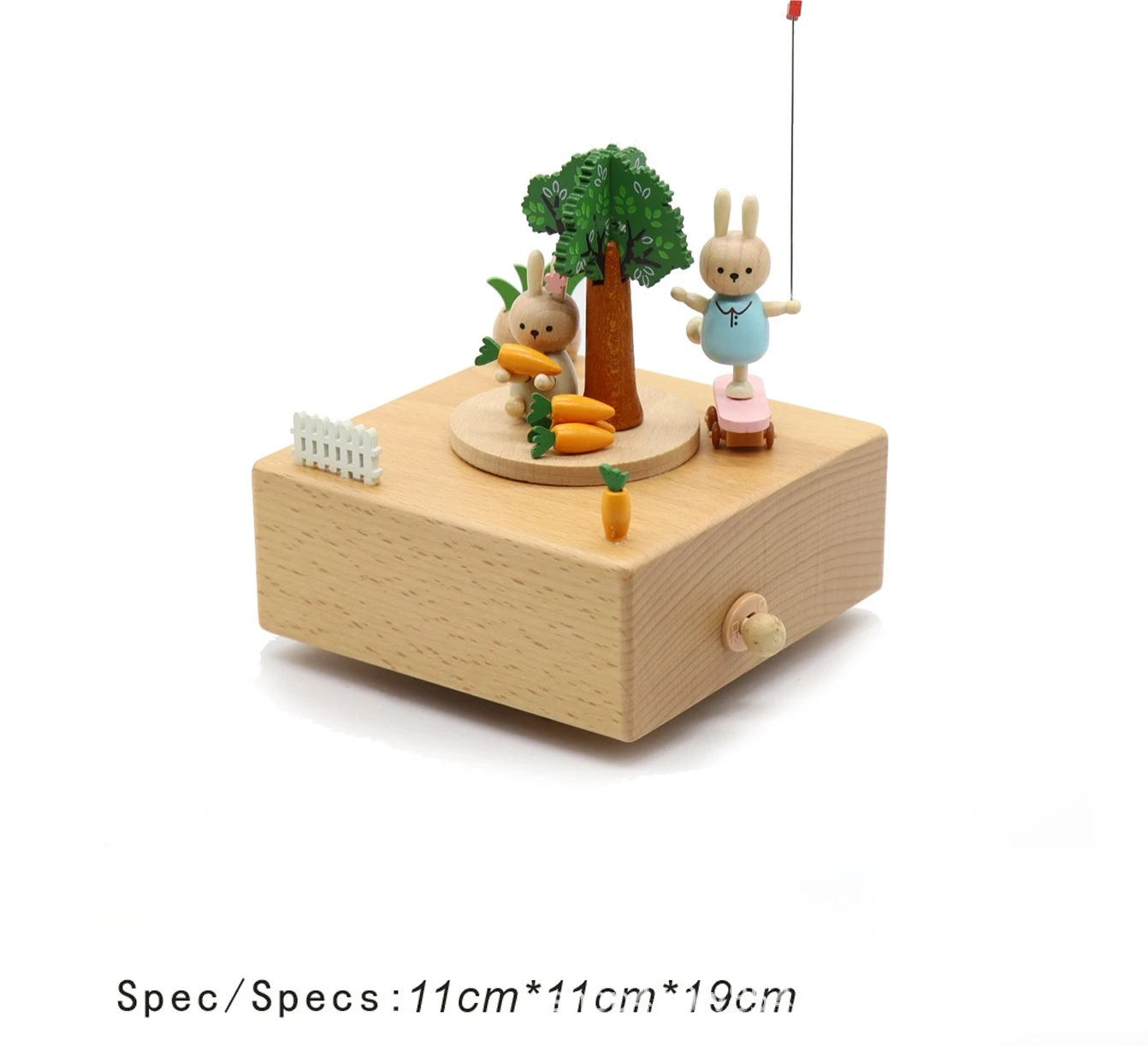 (estilo 21) Elegante Caja De Música De Madera Con Mecanismo Giratorio Y Exquisito Diseño Artesanal.