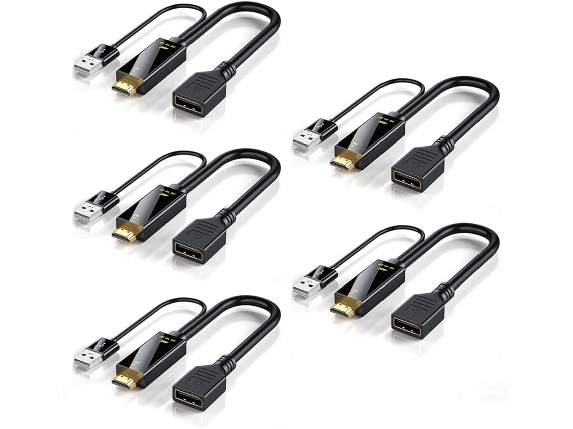 Cable Convertidor 5x Macho A Displayport 4k60hz, Adaptador Compatible Con Dp