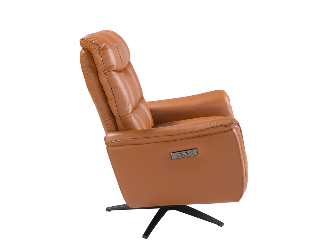 Sillón relax giratorio piel marrón ANGEL CERDA 85 x 80/156 x 106