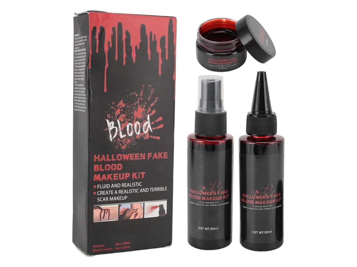 Set De Maquillaje Sangre Falsa Festival 3pcs Spray Sangre Coagulada Crema Realista Para Cosplay