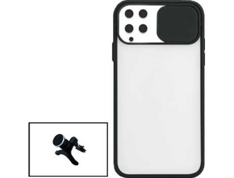 Kit Funda Slide Window Anti Choque Frosted y Soporte Magnético Reforzado de Coche Samsung Galaxy M22 PHONECARE Negro
