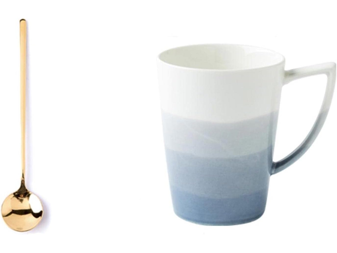 Taza De Café, Cerámica, Leche, Para Parejas Con Cuchara, 350 Ml (11 8 Oz) Tazas Y Platillos (color: A+cuchara)