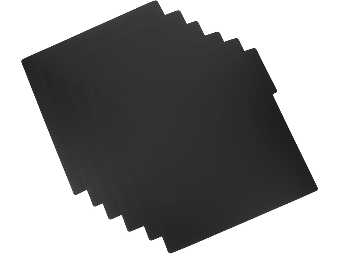 Juego De 6 Fichas De Archivo Para Discos De Vinilo, Plástico Negro De 0,75 Mm De Grosor.
