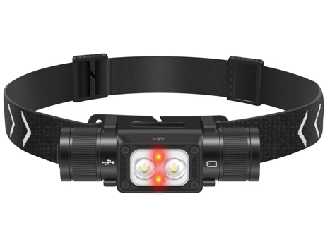 Linterna frontal LED recargable con batería de 2000 mAh, linterna frontal de 650 lm para cabeza, 2 LED blancos y 2 LED rojos, linterna frontal de 6...