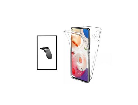 Kit Funda 3x1 360° Impact Protection + Soporte Magnético L Safe Driving coche para Realme 9i - Transparente/Blanco