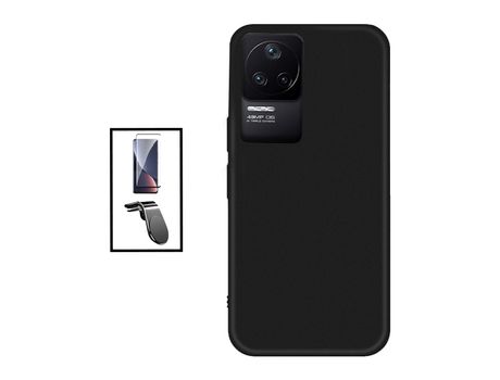 Kit Película de Cristal Templado 5D Full Cover + Funda Silicona + Soporte Magnético L Safe Driving coche para Xiaomi Redmi K50 Pro - Negro