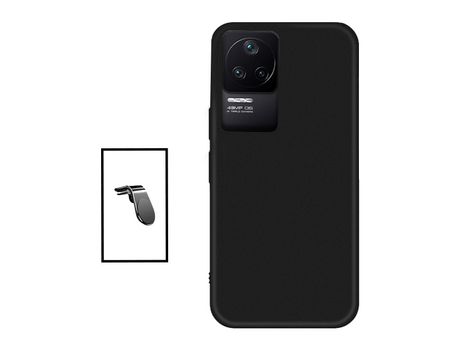 Kit Soporte de Coche Magnético L + Funda Protección Trasera Silicona para Xiaomi Poco F4 5G - Negro