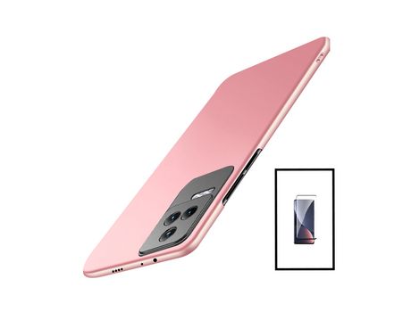 Kit Película de Cristal Templado 5D Full Cover + Funda SlimShield para Xiaomi Poco F4 5G - Rosa