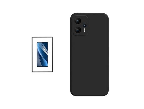 Kit Película Hydrogel Full Cover Frente + Funda Silicone Líquido para Xiaomi Redmi Note 11T Pro+ Plus - Negro