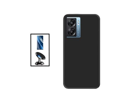 Kit Película Hydrogel Full Cover Frente + Funda Silicona + Soporte Magnético de coche para Oppo K10 5G - Negro
