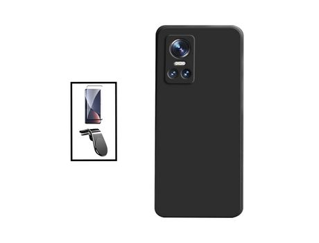 Kit Película de Cristal Templado GorilasGlass + Funda Protección Trasera Silicona + Soporte de Coche Magnético L para Realme GT Neo 3 150W - Negro