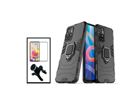 Kit Película de Cristal Templado 5D Full Cover + Funda 3X1 Military Defender + Soporte Magnético de coche reforzado para Xiaomi Redmi Note 11S 5G -...
