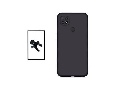 Kit Soporte Magnético reforzado de coche + Funda Silicona para Xiaomi Poco C40 - Negro