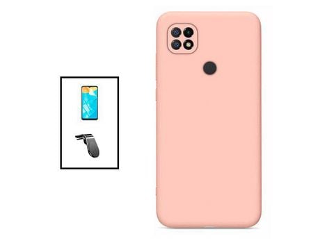 Kit Película Protectora de Hydrogel Frente + Funda Protección Trasera Silicona + Soporte de Coche Magnético L para Xiaomi Redmi 10 Power - Rosa