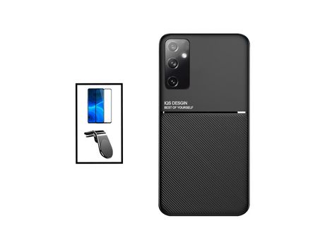Kit Funda Magnetic Lux + 5D Full Cover + Soporte Magnético L Safe Driving para Samsung Galaxy M23 - Negro