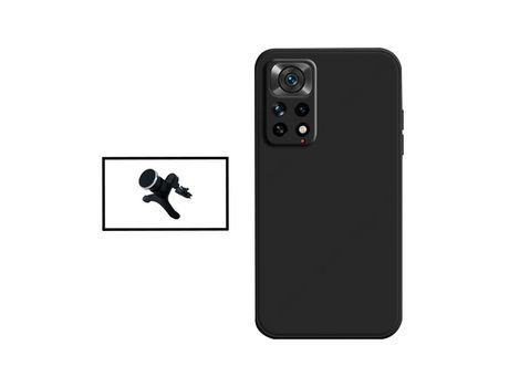 Kit Soporte Magnético + Funda Protección Trasera Silicona para Xiaomi Redmi Note 11S 5G - Negro
