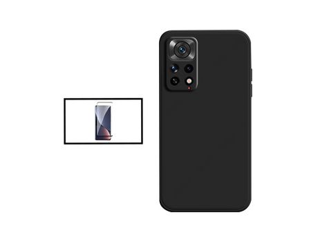 Kit Película de Cristal Templado GorilasGlass + Funda Protección Trasera Silicona para Xiaomi Redmi Note 11S 5G - Negro