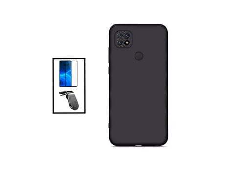 Kit Película de Cristal Templado 5D Full Cover + Funda Silicona + Soporte Magnético L Safe Driving coche para Xiaomi Redmi 10 Power - Negro