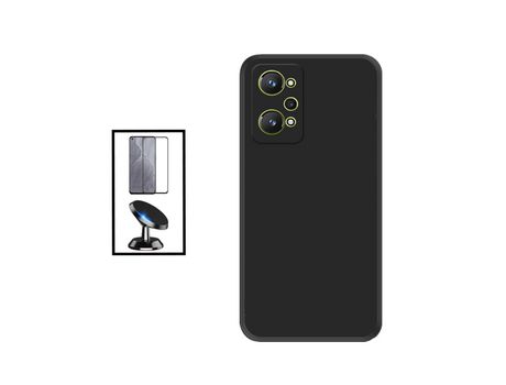 Kit Película de Cristal Templado GorilasGlass + Funda Protección Trasera Silicona + Soporte Magnético para Realme GT Neo 3T - Negro