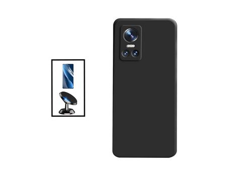Kit Película Protectora de Hydrogel Frente + Funda Protección Trasera Silicona + Soporte Magnético para Realme GT Neo 3 150W - Negro