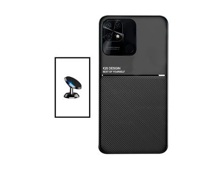 Kit Funda Trasera Magnética Anti Choque + Soporte Magnético para Xiaomi Redmi 10 Power - Negro