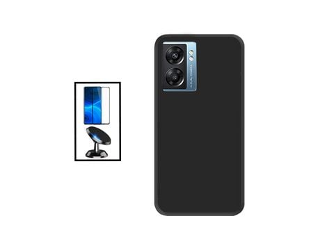 Kit Película de Cristal Templado 5D Full Cover + Funda Silicona + Soporte Magnético de coche para Oppo K10 5G - Negro